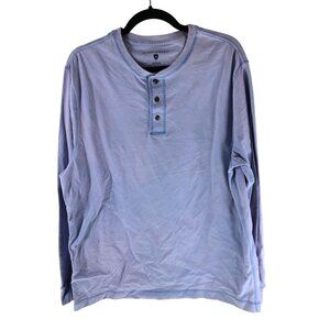 Saddlebred Mens Long-Sleeve Henley Shirt Blue Size L